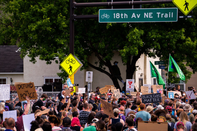 Protesters at police union headquarters 3 Protest at the police union headquarters with protesters demanding union head Bob Kroll resign.