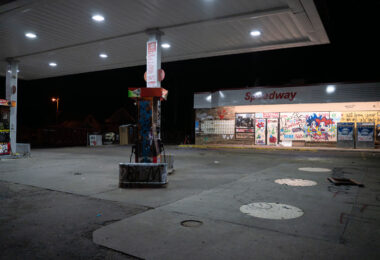 The Speedway gas station at 38th and Chicago. The gas station would later become known as “The People’s Way” and become a gathering place for the community twice a day.