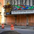 State Theatre marquee in downtown Minneapolis with an MLK quote.