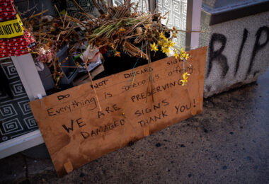 A sign asking that no one discard anything left at George Floyd Square. Since May 2020, all signs and offerings have been preserved by the George Floyd Global Memorial.

“Do not discard sign. Everything is somebody’s offering. We are preserving damaged signs. Thank you!”