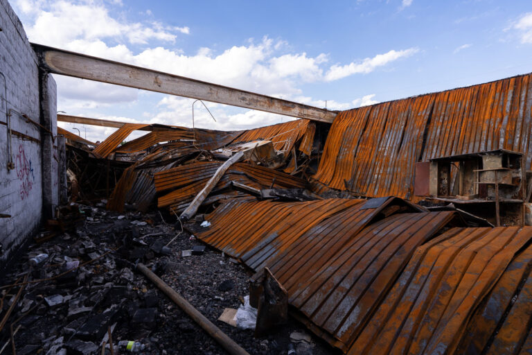 Max It Pawn rubble on Cedar Ave. 3 Caved in roof after a fire damaged Max It Pawn on Cedar Ave following the May 25th, 2020 death of George Floyd.