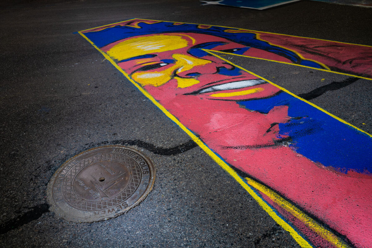 Community painted mural on Plymouth Avenue in July 2020.