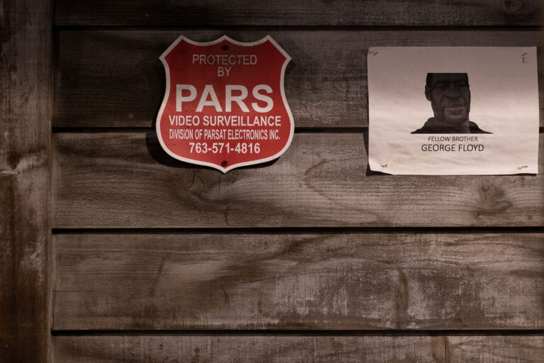 Fellow Brother 1 A paper sign hung on a business in Minneapolis after the killing of George Floyd.