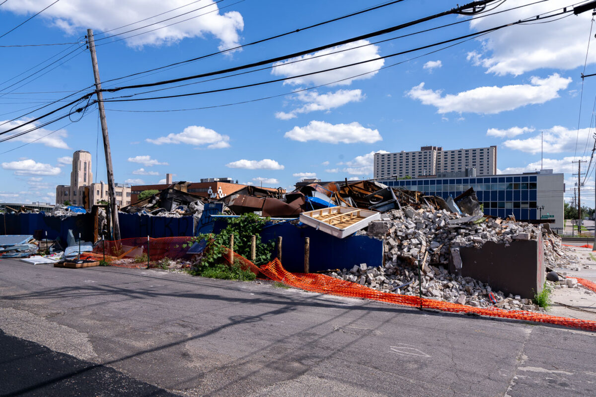 The remains of a Subway store and a tax office that burned during unrest over the May 25th, 2020 murder of George Floyd in Minneapolis.