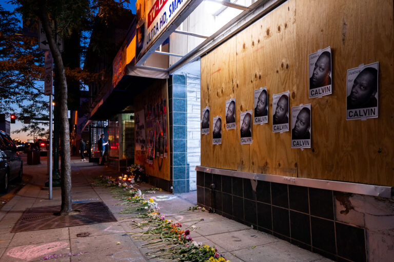 Calvin Horton Memorial at Cadillac Pawn 1 Posters hanging on the boards next to Cadillac Pawn. Memorial for Calvin Horton Jr, who was shot and killed on May 27th. He was shot and killed during the unrest in Minneapolis over the May 25th death of George Floyd.