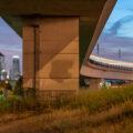 A bridge for a Metro Transit Light Rail train over Haiwatha Ave in South Minneapolis.