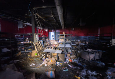 Inside GoPuff food delivery service after damage during riots following the May 25th, 2020 death of George Floyd.