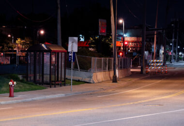 The intersection of Lake and Minnehaha. The corner was home to AutoZone, Minnehaha Liquors and the Minneapolis police third precinct police station. All the buildings were burned in May 2020.
