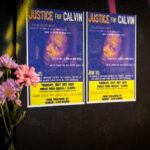 Justice for Calvin Horton Jr Flyers 4 Poster hanging on the boards of Cadillac Pawn announcing a vigil for Calvin Horton Jr, who was shot and killed by the owner on May 27th. He was shot and killed during the unrest in Minneapolis over the May 25th death of George Floyd.
