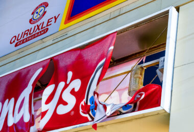A Wendy's restaurant sign melted from arson over the unrest over the May 25th death of George Floyd in South Minneapolis.