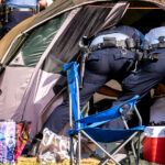 Minneapolis Park police remove the homeless from their tents at Powderhorn Park in South Minneapolis on July 20th, 2020.