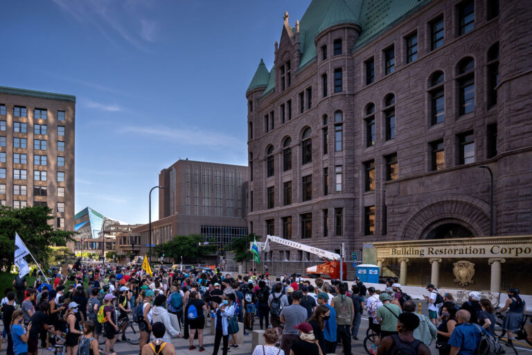 Protest at Federal Courthouse 4 Protesters outside the Federal Courthouse in downtown Minneapolis. Protesters gathered on July 23rd, 2020 to protest federal officers being deployed to cities around the country.