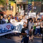 Protesters march to Minneapolis City Council member Alondra Cano's home on what would have been Calvin Horton's 44th birthday. Calvin was shot and killed by the owner of Cadillac Pawn on May 27th during the unrest over the May 25th death of George Floyd.