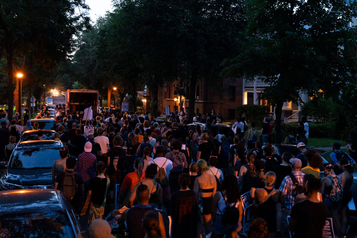 Protesters march through Uptown Minneapolis in a "March for those who weren't filmed”.