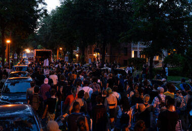 Protesters march through Uptown Minneapolis in a "March for those who weren't filmed”.