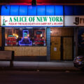 A Slice of New York on Nicollet Ave in Minneapolis with boards up following riots after the May 25th, 2020 death of George Floyd.