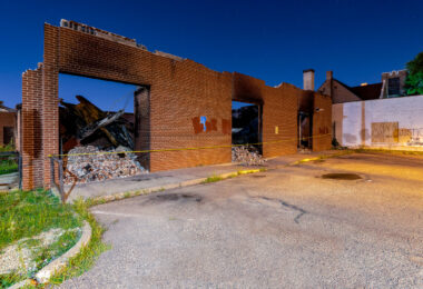 Minnehaha Station United States Post Office located at 3033 27th Ave S in Minneapolis. The post office was burned during unrest over the death of George Floyd.