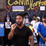 Toussaint Morrison speaks outside Cadillac Pawn where Calvin Horton Jr was killed during protests over the murder of George Floyd. Protesters are asking for charges in the case.