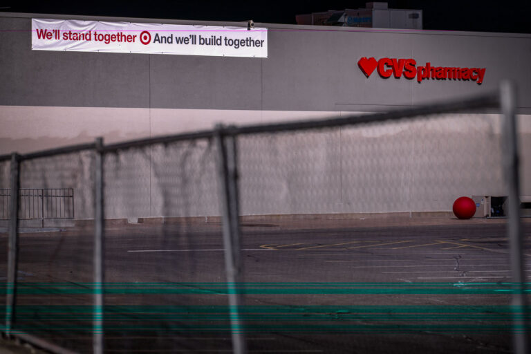 We'll stand together And we'll build together 3 A sign reading “We’ll stand together and we’ll build together” on a Target Store with CVS Pharmacy on East Lake Street in Minneapolis. The store was heavily looted during the 2020 unrest in Minneapolis following the May 25th death of George Floyd.