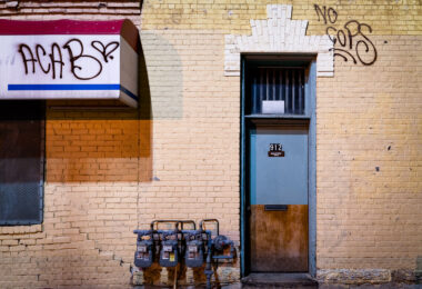 Graffiti on a building in downtown Minneapolis.