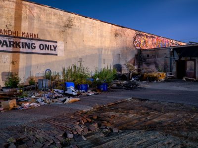 Burned Car & Debris, Gandhi Mahal Parking Lot, South Minneapolis