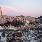 The remains of a furniture store on Chicago Avenue.