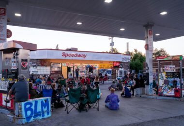 Local comics hold a comedy show at George Floyd Square. Throughout the summer the square was a gathering place not only for the community but for those who came from afar to show their respects after George Floyd was killed on May 25th, 2020.