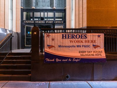 Heroes Work Here Banner, Downtown Minneapolis Post Office