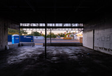 The renovation of a strip mall located across from the Minneapolis 5th precinct. The mall was damaged during protests following the May 25th, 2020 death of George Floyd.
