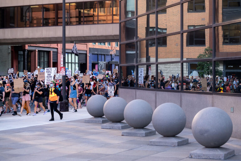 Jacob Blake march in Downtown Minneapolis 2 Protesters march through downtown Minneapolis in solidarity with Jacob Blake after he was shot by Kenosha police.