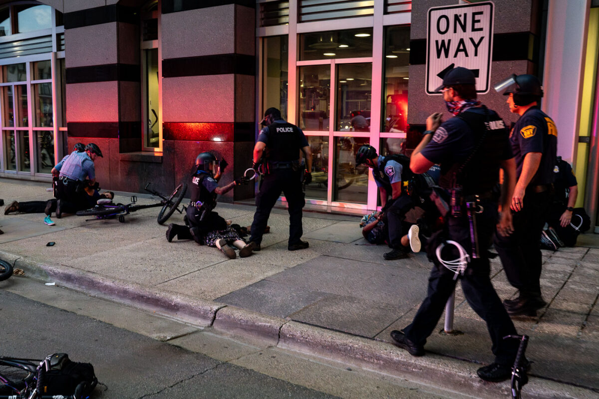 Police move in to make arrests of about a dozen after a large downtown Minneapolis march seeking justice for Jacob Blake.