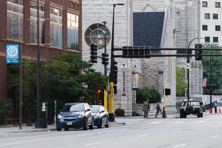 Minnesota National Guard on Marquette Ave 1 National Guard members in Downtown Minneapolis after the False Rumors riot.