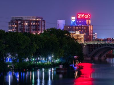 Pillsbury A Mill Neon Sign, Minneapolis Night