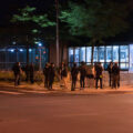 Protesters gather to grill hot dogs outside the Minneapolis Police Fifth Precinct on August 16, 2020.