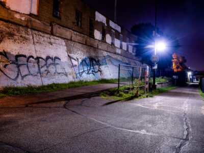 George Floyd Graffiti, Midtown Greenway, Minneapolis at Night