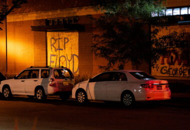 Walgreens on Hennepin Avenue with RIP FLOYD written on it.