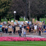 Students march at the Minnesota State Capitol on August 8, 2020.