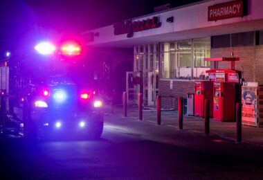 Walgreens Drug Store located at 4323 Chicago Avenue in South Minneapolis. Minneapolis Fire Department arrives to put out an arson fire during civil unrest on the morning of August 27th, 2020.