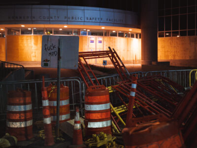 Hennepin County Public Safety Facility Barricades with Graffiti