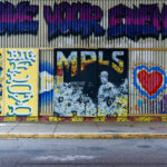 Painted boards on the former K-Mart in South Minneapolis.