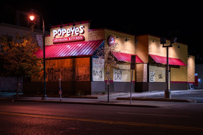 Popeyes Chicken on Lake Street with boarded windows 4 A Popeyes Chicken on Lake Street boarded up following the May 25th, 2020 death of George Floyd.