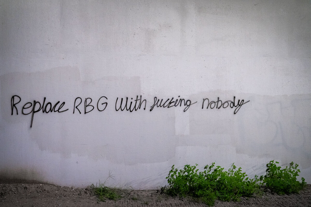 Ruth Bader Ginsburg graffiti on the Midtown Greenway in Minneapolis.