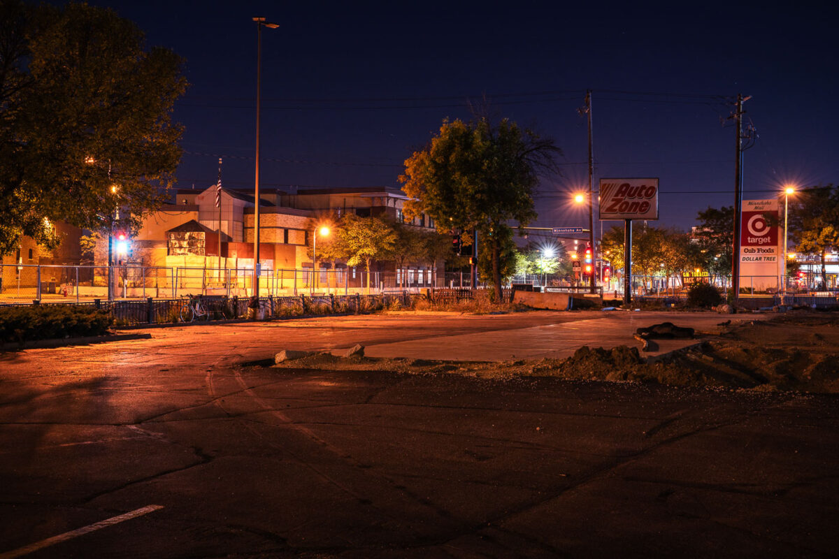 The AutoZone building cleared after being destroyed in riots following the May 25th, 2020 death of George Floyd.