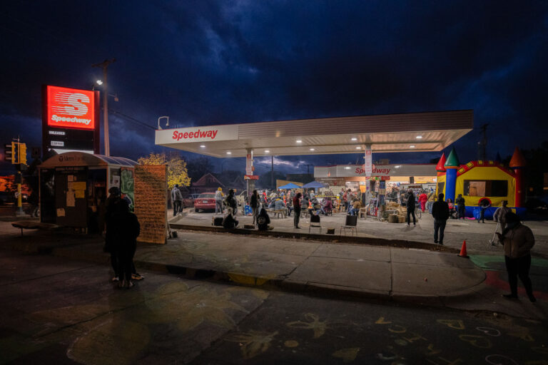 Bouncy castle at George Floyd Square on his 47th birthday 1 A bouncy castle was brought in to George Floyd Square for what would have been George Floyd's 47th birthday.