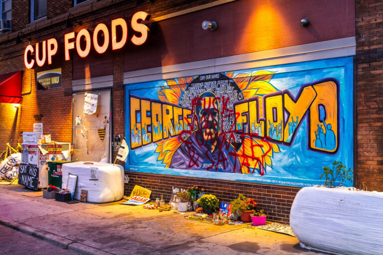 George Floyd mural defaced 2 The George Floyd mural on 38th Street in George Floyd Square.