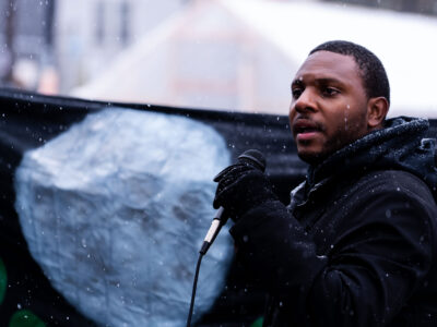 Elizer Darris speaks at Myon Burrell rally, George Floyd Square