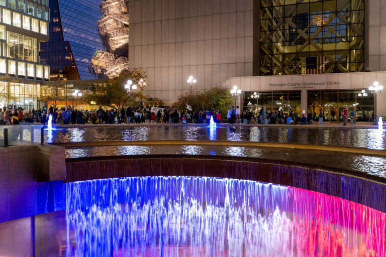 Protest at courthouse after Chauvin makes bail 1 Protesters outside the Hennepin County Government Center the day after former Minneapolis Police Officer Derek Chauvin was released from jail on bond. Derek Chauvin is charged in the May 25th death of George Floyd.