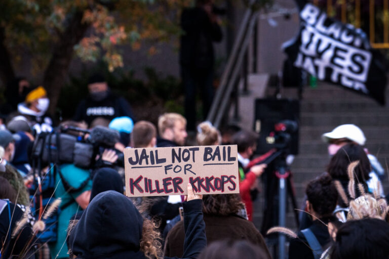 Jail not bail for killer kkkops 4 Protesters outside the Hennepin County Government Center the day after former Minneapolis Police Officer Derek Chauvin was released from jail on bond. Derek Chauvin is charged in the May 25th death of George Floyd.
