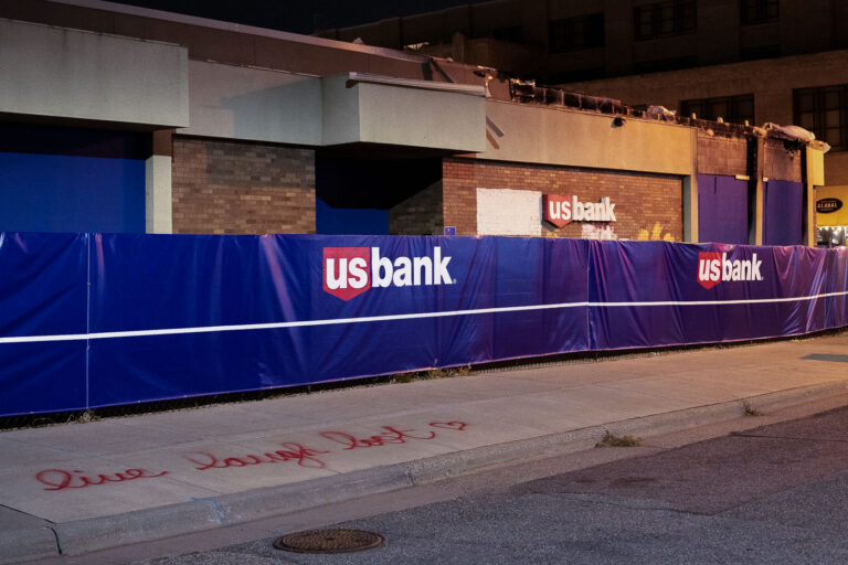 Live Laugh Loot 1 "Live Laugh Loot" painted on the sidewalk outside of US Bank in Midtown Minneapolis.