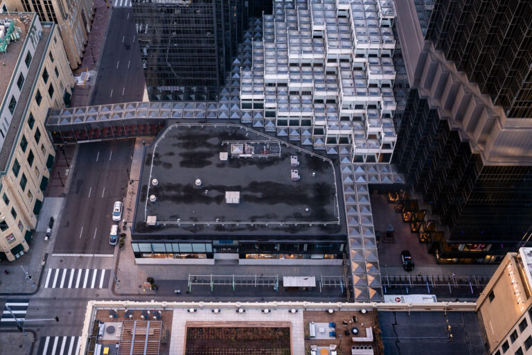 Crystal Court from above 2 Looking down on the Crystal Court inside the IDS Center in downtown Minneapolis.